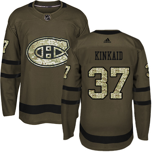 Adidas Montreal Canadiens #37 Keith Kinkaid Green Salute to Service Stitched Youth NHL Jersey
